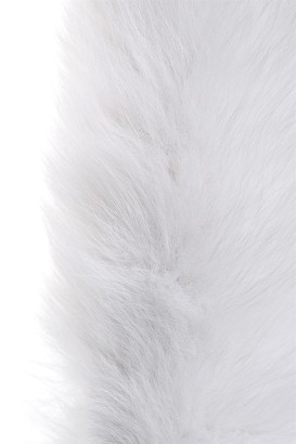 Большая серебристая металлическая анальная втулка с серым лисьим хвостом