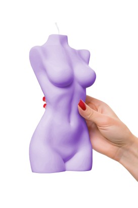 Фиолетовая интерьерная свеча в форме женского торса - 850 гр.