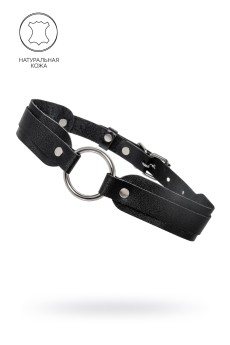 Черный кожаный чокер-ошейник со скруглёнными углами