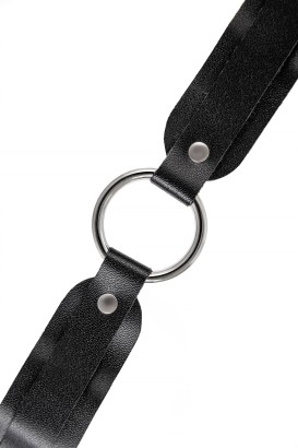 Черный кожаный чокер-ошейник со скруглёнными углами