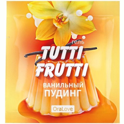 Пробник гель-смазки Tutti-frutti со вкусом ванильного пудинга - 4 гр.