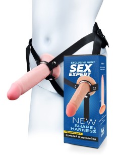 Мужской полый страпон на регулируемых ремнях - 18,5 см.