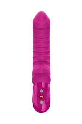 Лиловый вибратор Tiger с ребрышками - 22,5 см.