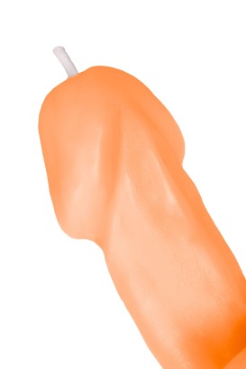 Оранжевая свеча в форме пениса - 47 гр.