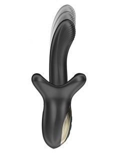 Черный вибратор с эффектом фрикций и посасывания - 23 см.