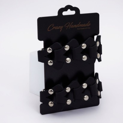 Черные кожаные наручники из звеньев