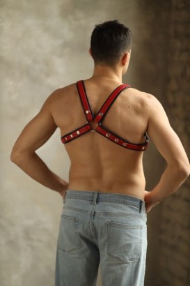 Черно-красная мужская портупея Black-Red