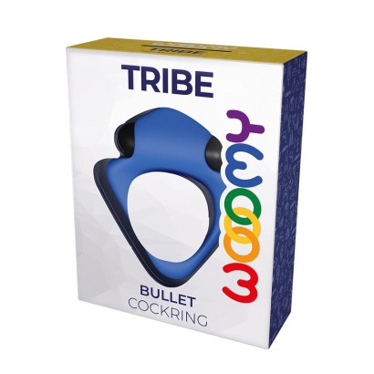 Синее эрекционное кольцо Wooomy Tribeс с вибрацией