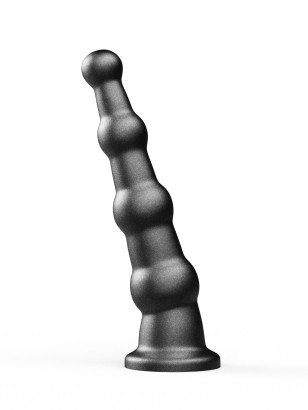 Анальная пробка платинового цвета с изгибом - 18 см.