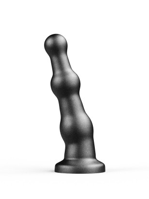 Анальная пробка платинового цвета с изгибом - 15 см.