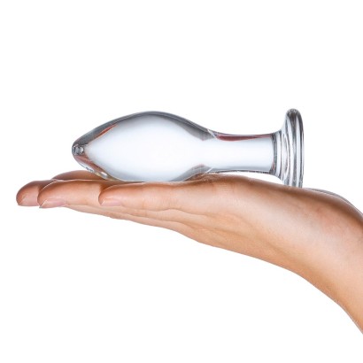 Прозрачная округлая анальная пробка Classic Glass Butt Plug - 10 см.