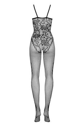 Полупрозрачный кэтсьюит с цветочным узором и интимным доступом