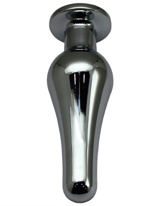 Серебристая анальная пробка с малиновым кристаллом - 13 см.