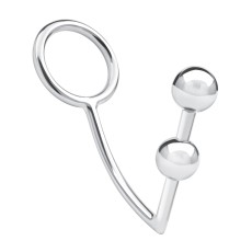 Кольцо на пенис с анальным стимулятором Two Bead Stainless Steel Anal Hook & Cock Ring