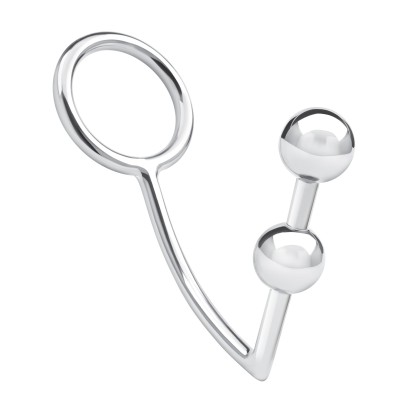 Кольцо на пенис с анальным стимулятором Two Bead Stainless Steel Anal Hook & Cock Ring