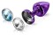 Фиолетовый анальный плаг Anni Magnet T1 Purple Cristal/blue с 2 заменяемыми кристаллами - 6 см.