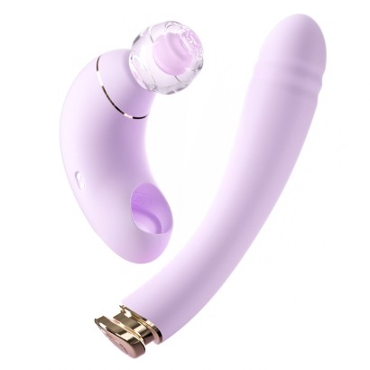 Сиреневый вибратор с возвратно-поступательными движениями и нагревом Minaka