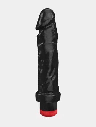 Чёрный вибратор-реалистик с чётко очерченной головкой - 20,5 см.