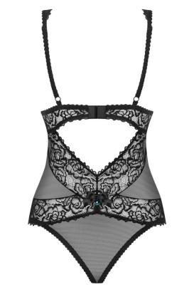 Эффектное полупрозрачное боди с кружевом