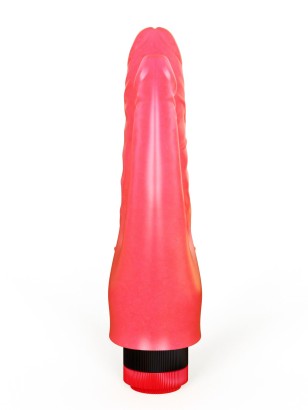 Двойной розовый вибромассажёр с шипами у основания - 17 см.