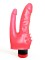 Двойной розовый вибромассажёр с шипами у основания - 17 см.