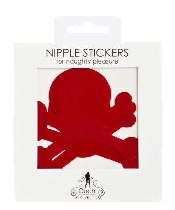 Красные пестис на грудь в форме черепов