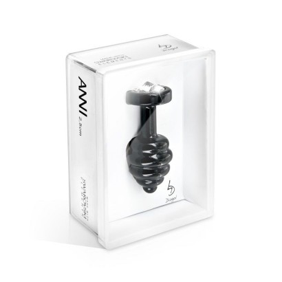 Большой чёрный винтовой плаг ANNI Ano black T2 - 7,5 см.