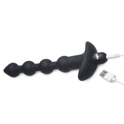 Черные анальные бусы с вибрацией и пультом ДУ 28X Remote Control Vibrating Silicone Anal Beads - 19 см.