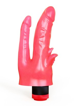 Двойной анально-вагинальный вибромассажёр с лепестками - 17 см.