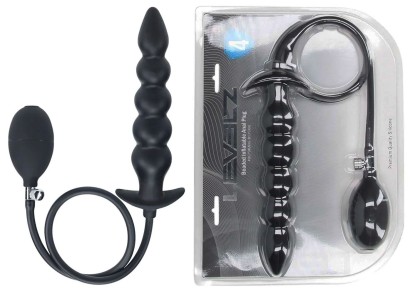 Черная анальная елочка с функцие расширения Beaded Inflatable Silicone Anal Plug