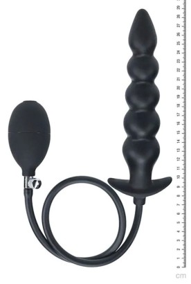 Черная анальная елочка с функцие расширения Beaded Inflatable Silicone Anal Plug