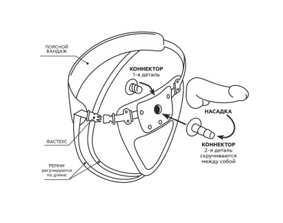 Универсальный пояс премиум класса(S) с 2 чёрными насадками