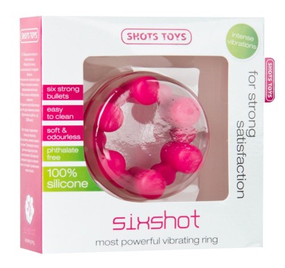 Розовое эрекционное кольцо с вибрацией Sixshot