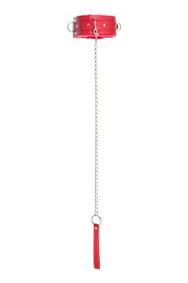 Красный ошейник с подкладкой из меха