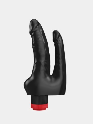 Двойной вибромассажёр чёрного цвета - 17 см.