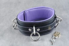Средний подвёрнутый ошейник с фиолетовым подкладом