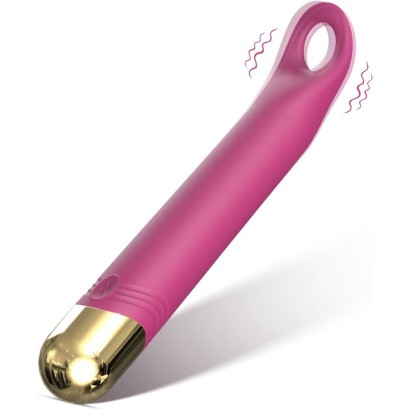 Розовый вибратор с отверстием для стимуляции клитора - 18,2 см.