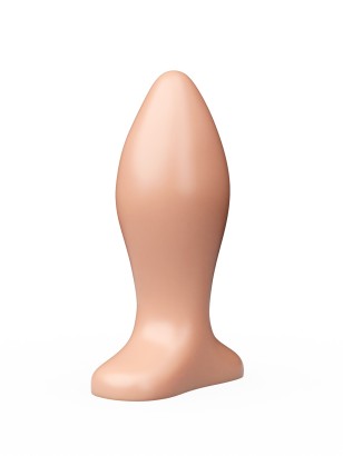 Телесная анальная пробка с широким основанием - 9 см.
