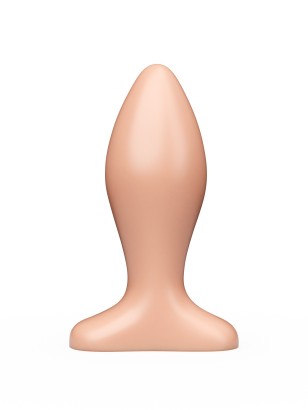 Телесная анальная пробка с широким основанием - 9 см.