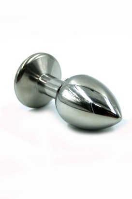 Серебристая малая анальная пробка с радужным кристаллом - 7 см.