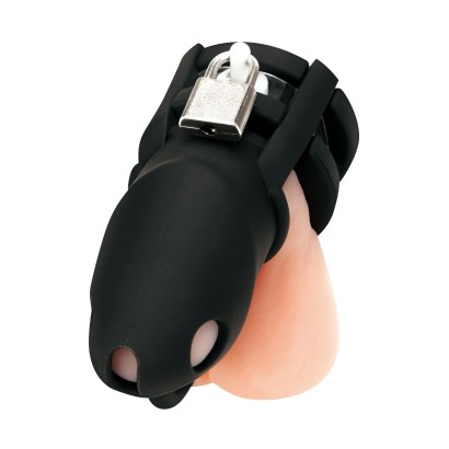 Черная клетка для пениса Silicone Small 2 in Cock Cage With Ball Divider