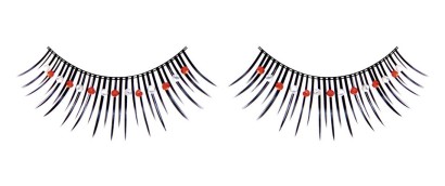 Чёрные ресницы с красными и серебрянными стразами