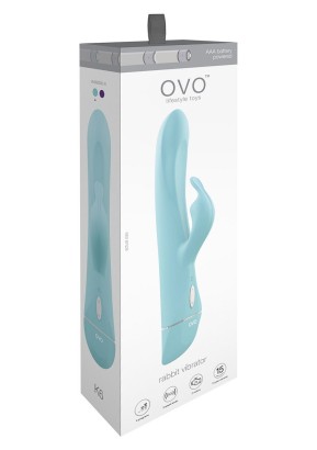 Голубой вибратор OVO K6 с клиторальным стимулятором