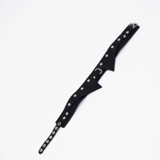 Черный однослойный кожаный ошейник с имитацией воротничка