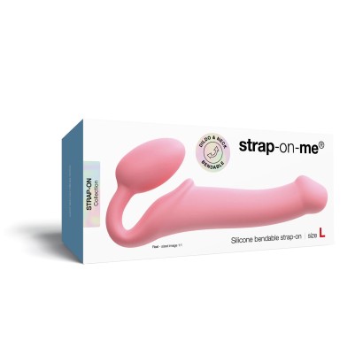 Розовый безремневой страпон Strap-on-me Semi-Realistic Bendable Strap-On size L