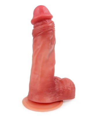 Телесный силиконовый фаллоимитатор на присоске - 19 см.