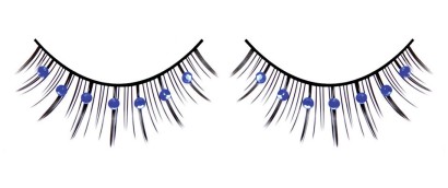 Чёрно-синие ресницы со стразиками