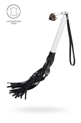Плеть с белой рукоятью и чёрными хлыстами - 50 см.