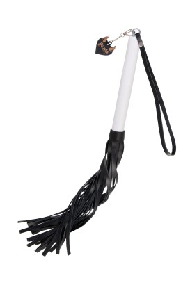 Плеть с белой рукоятью и чёрными хлыстами - 50 см.