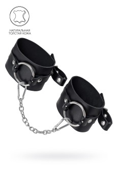 Черные оковы из толстой кожи с люверсами